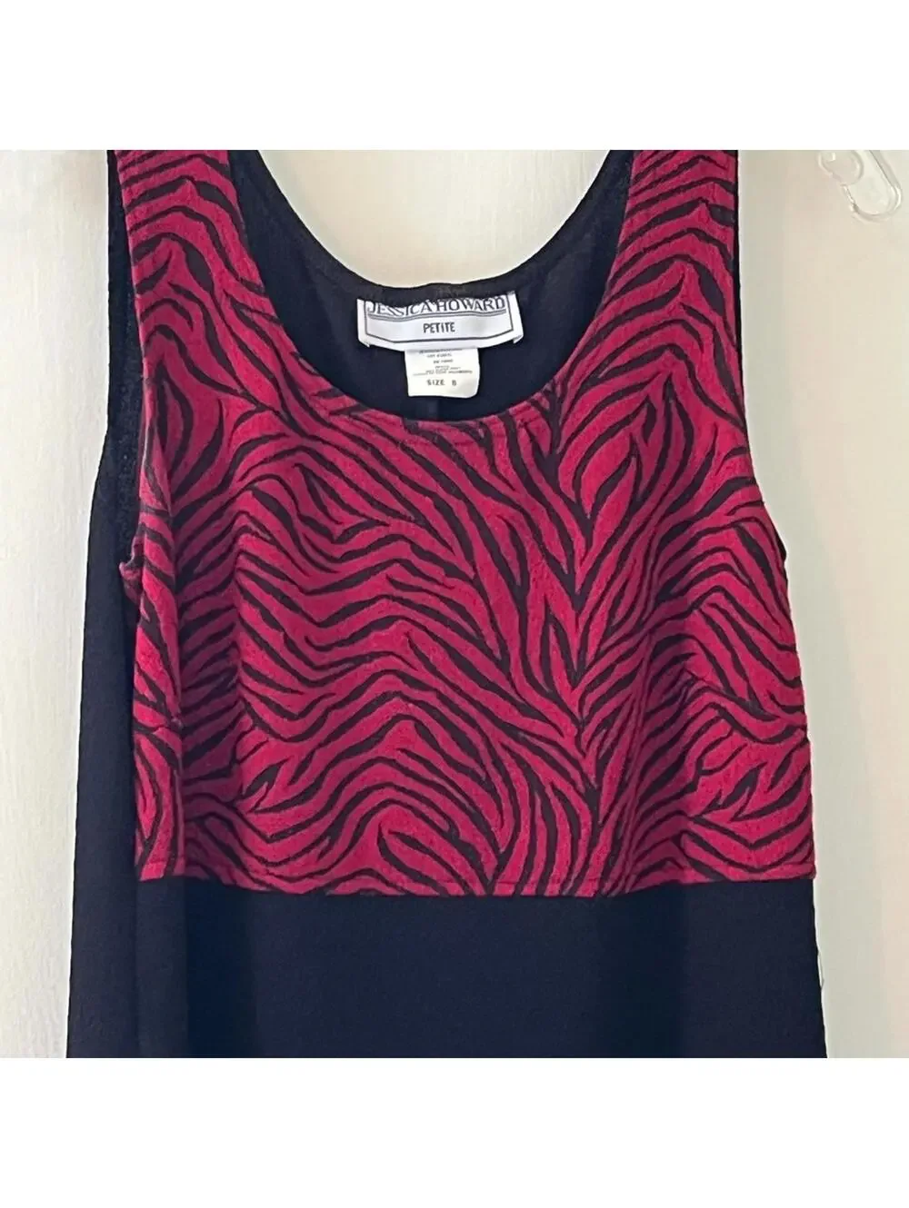Jessica Howard Red and Black Dress with Short Sleeve Jacket 2-Piece Set Vintage